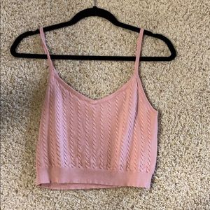 Pink Sweater Crop Tank Top